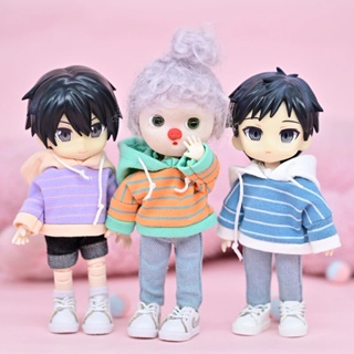 Doll Hoodie,Action Figures Hoodie Top Doll Clothes,1/12 Scale Doll clothes  long sleeve hoodie,Doll Action Figure Doll Clothing sweatshirt,1/12 Scale  BJD Doll Clothes Costume White Pants 