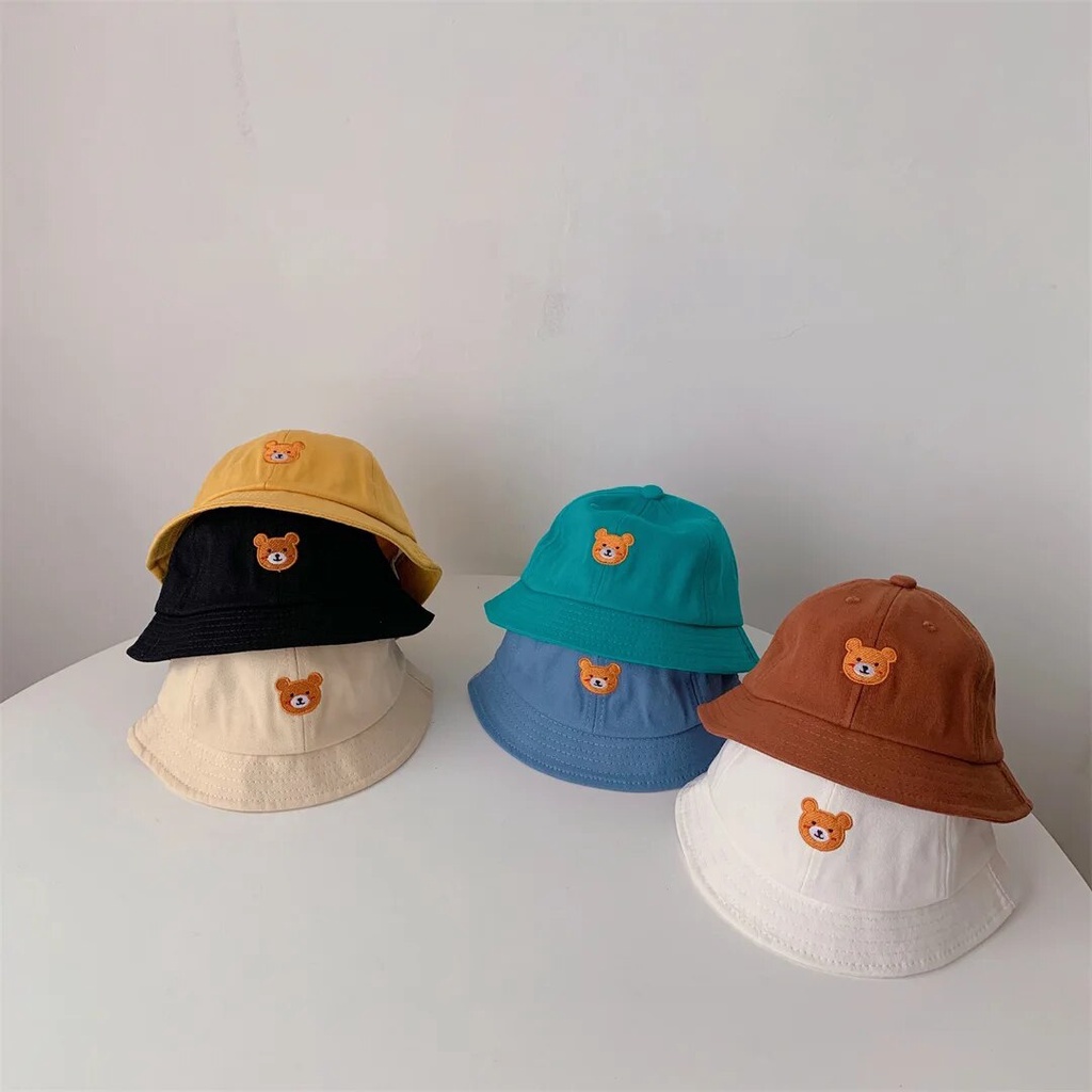 50M 2023 Summer New Baby Hat Infant Cute Bear Embroidery Baby Boy Beach Sun Hat Outdoor Big Br