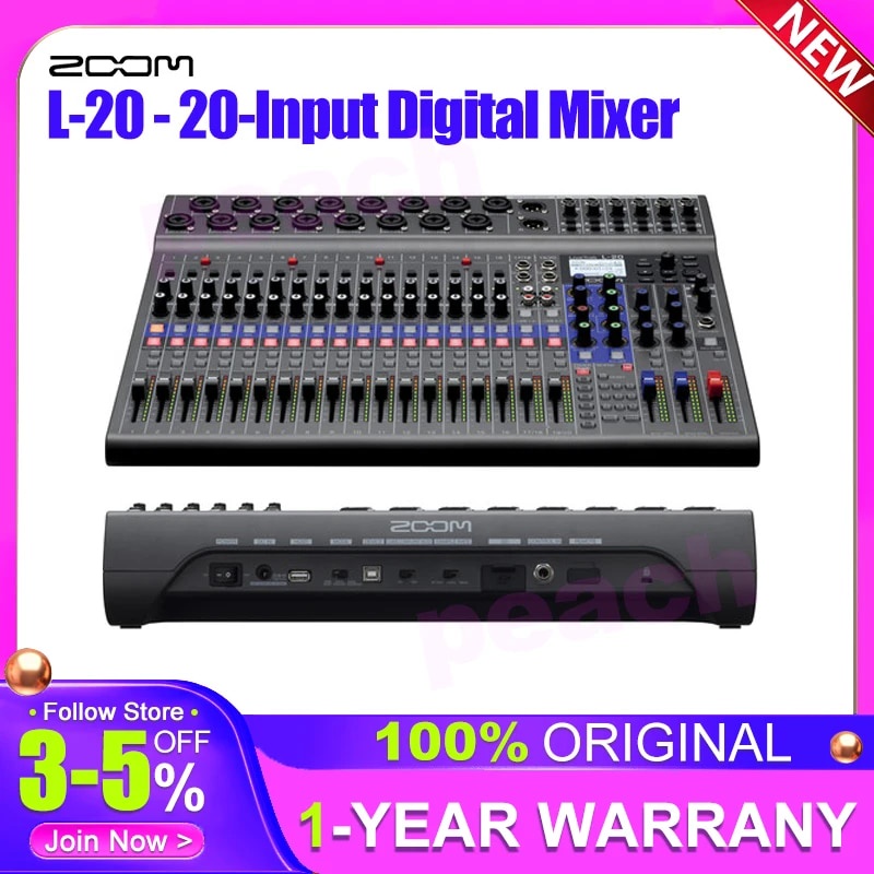 Zoom LiveTrak L20 20Input Digital Mixer/ Multitrack Recorder USB