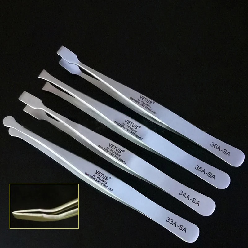 ♛1Pc High precision tweezers of VETUS stainless steel Flat head ...