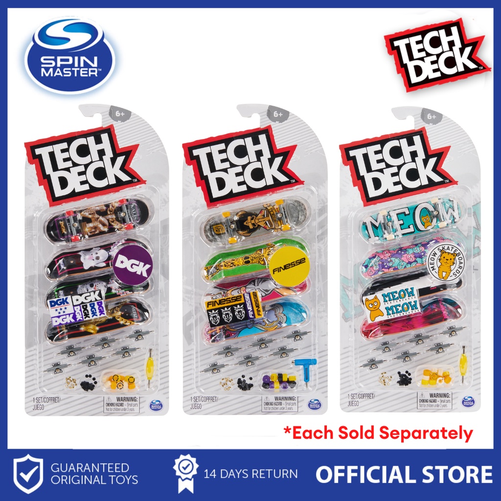 Tech Deck Mini Fingerboard 4 Pack Multipack Set DGK Finesse Meow Mini