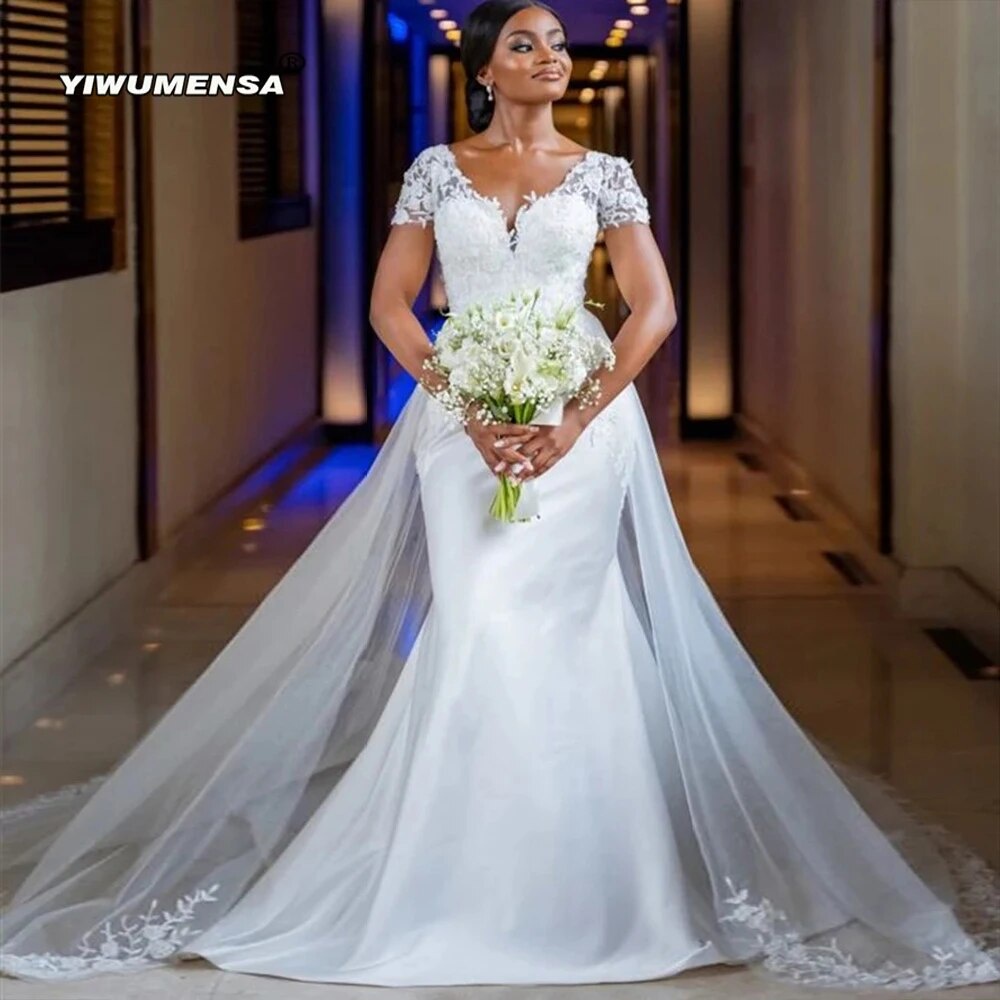 Mermaid wedding dress outlet with detachable skirt