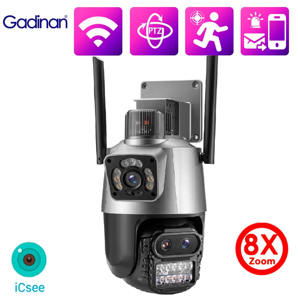 ☮Gadinan 12MP 8MP Outdoor Wifi Camera 8X Digital Zoom Three Lens Dual ...