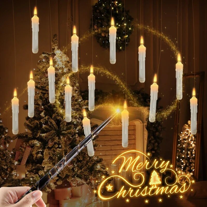 Upgraded Floating Candles with Magic Wand Remote Flameless Flickering