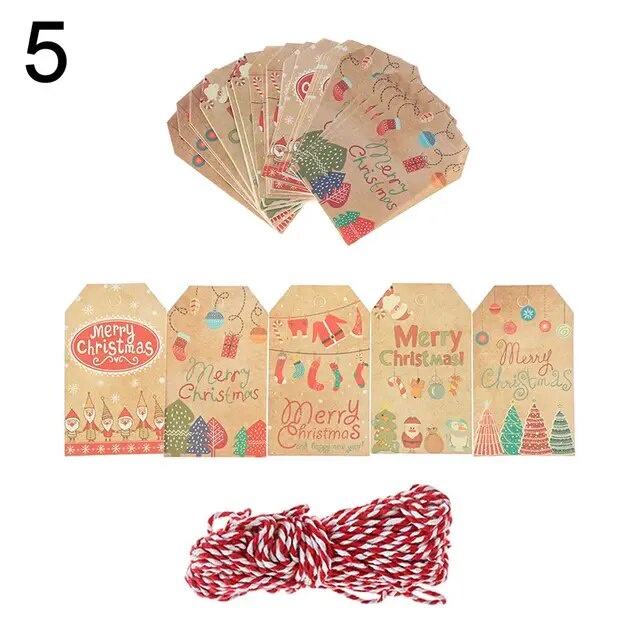 50PCS DIY Wrapping Supplies Xmas Decoration Hang Tags Kraft Tag ...