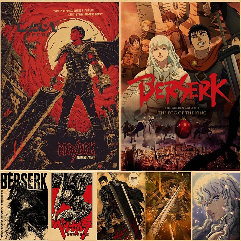 Vintage Japanese Anime Berserk Painting Poster Cartoon Berserk Guts ...