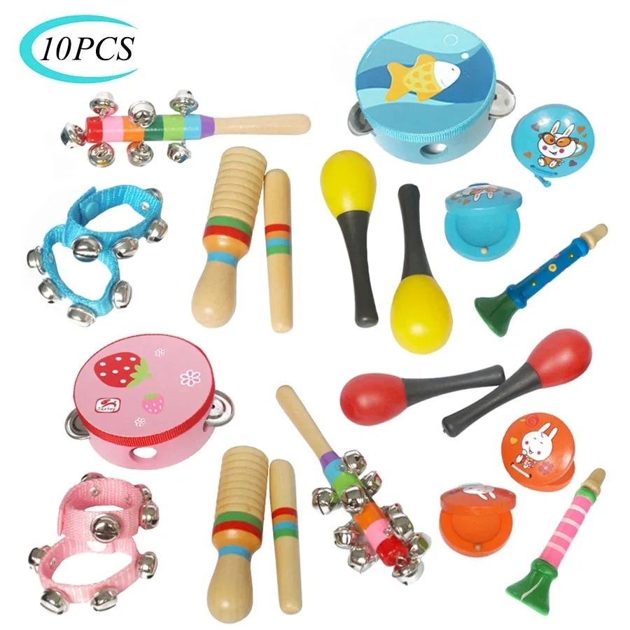 10PCS Beginner Musical Instruments Boxed Percussion Musical Toys Child ...