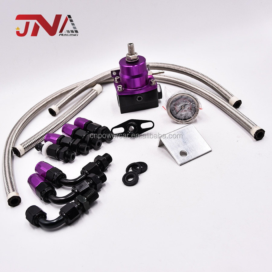 Universal Adjustable Fuel Pressure Regulator With Gauge+AN6 Fuel Line ...