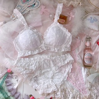 Japanese lace strawberry embroidery Underwear Princess Panties Thin Bra Set  hot