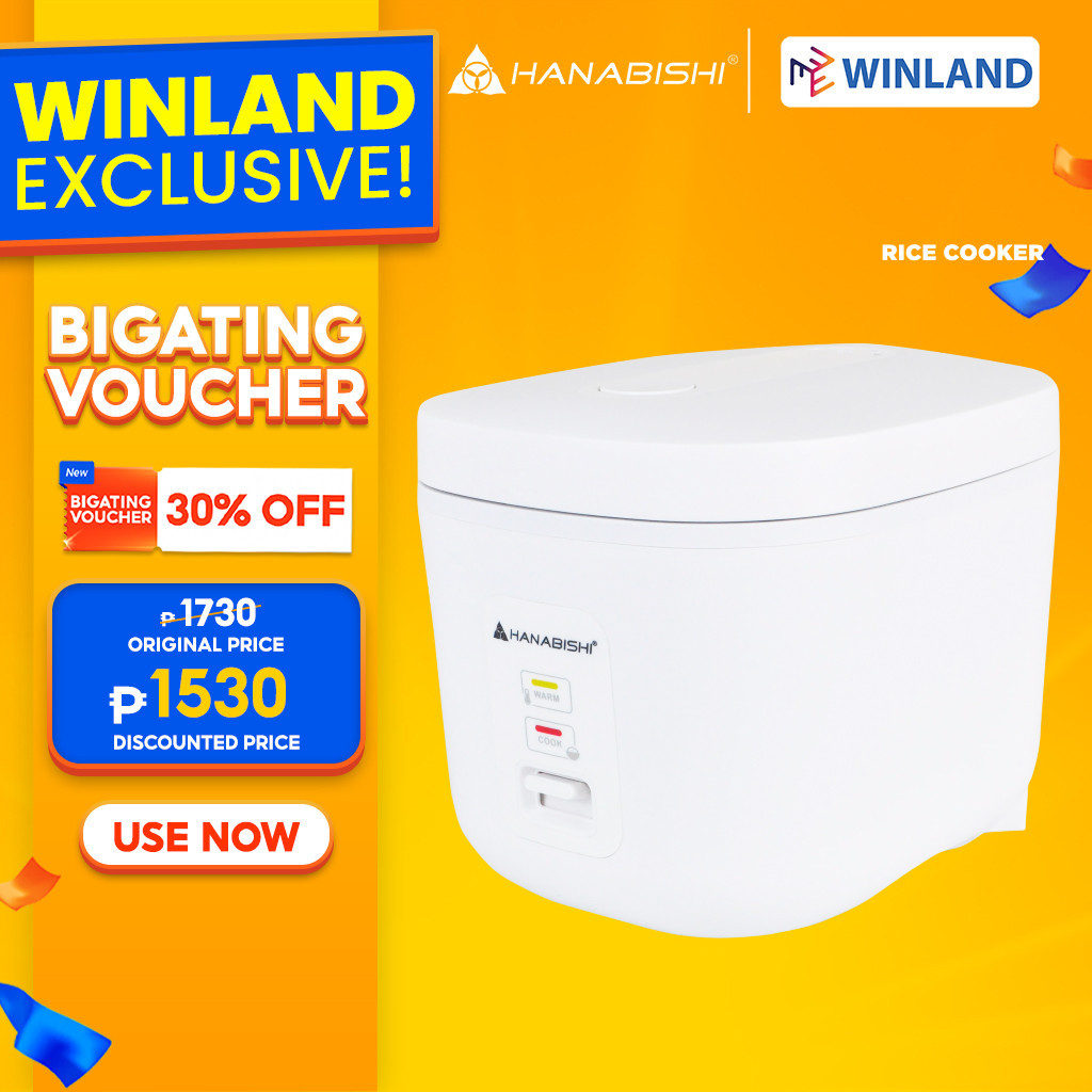 Hanabishi by Winland Automatic Square Rice Cooker 1.5L serves 7 cups