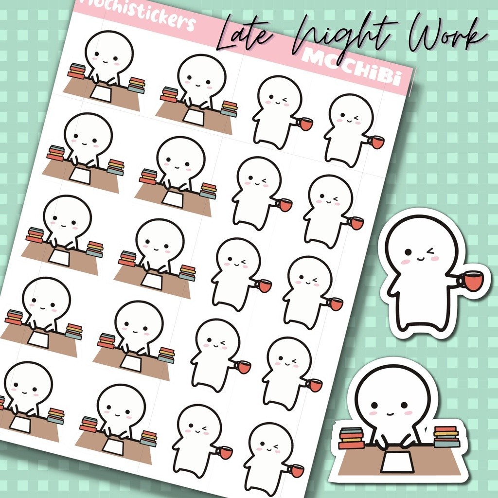 LATE NIGHT WORK MOCHIBI - PLANNER STICKERS | Shopee Philippines