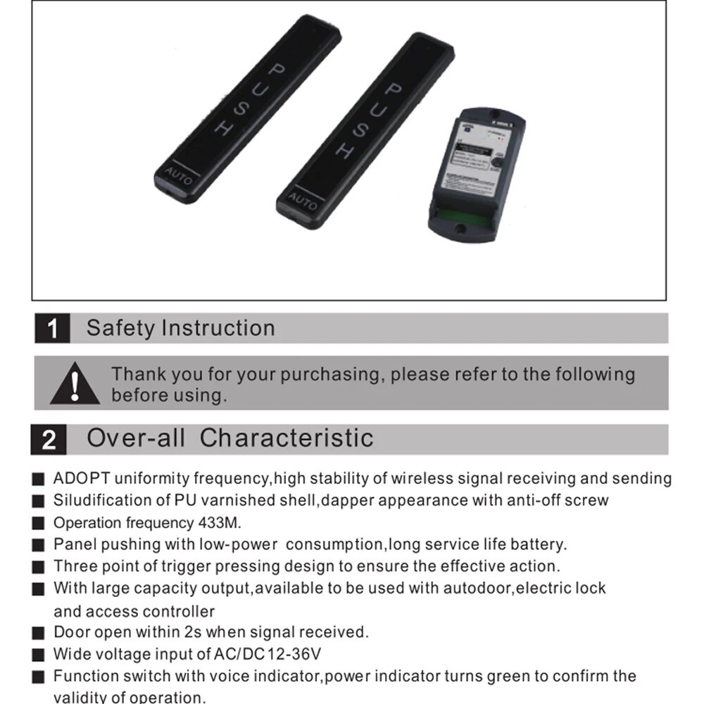 12V Remote Control Wireless Door Exit Switch for Automatic Door Gate ...