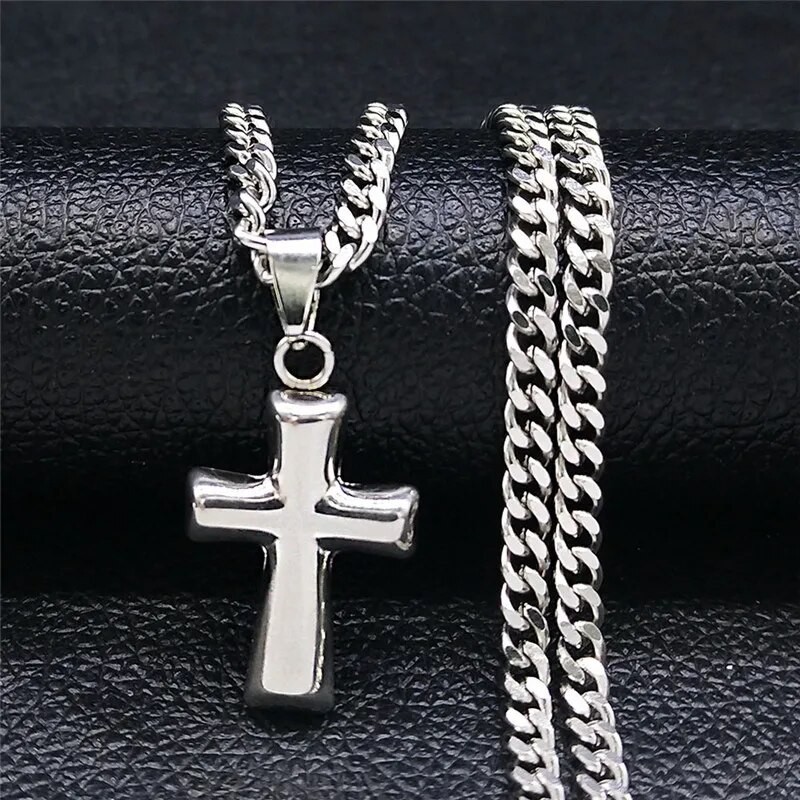 Punk Hip Hop Cross Stainless Steel Statement Necklace Chain for Women ...