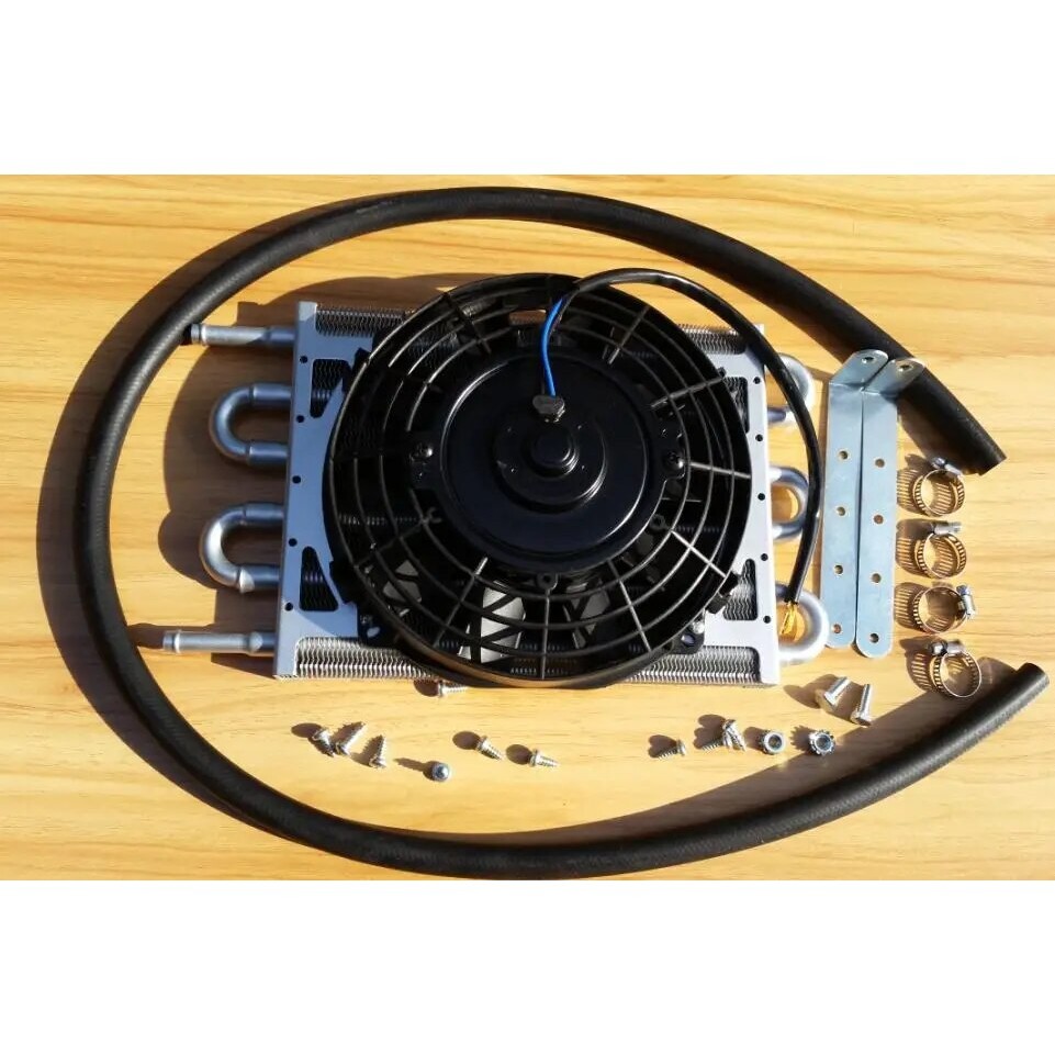 ☺6 pass rows transmission oil cooler kits with fan for toyota 2JZ