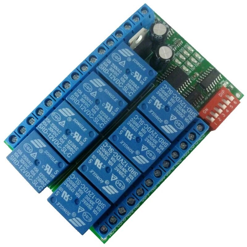 1 PCS 8 Channel DC 12V RS485 Relay Module Modbus RTU 485 Remote Control ...