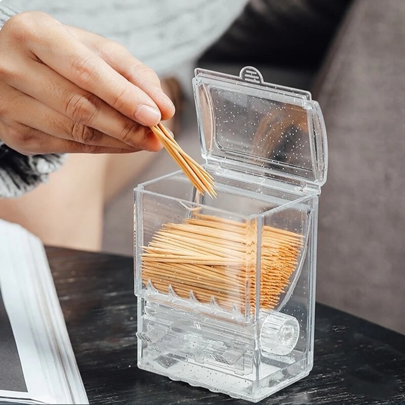 Toothpick Dispenser Clear Knob Switch Toothpick Holder Rack Stand For ...