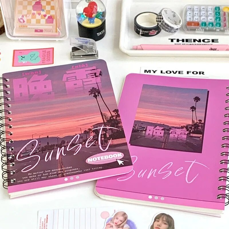 50 Sheet Landscape City Scenary Notepad Retro American Ocean Sunset ...