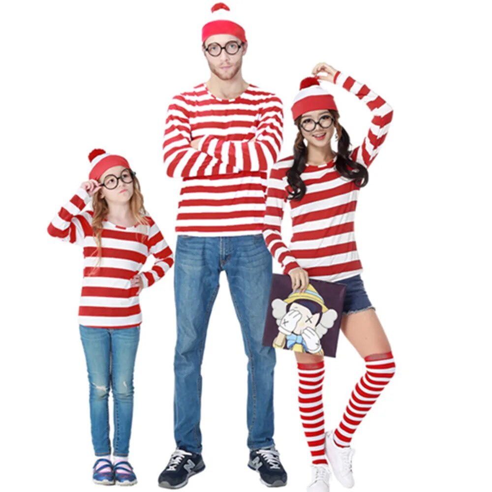 10d Parent-child Where Is Wally Costume Waldo Book Week Fancy Dress ...