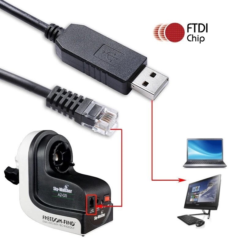 Skywatcher AZ-GTI Mount PC Link Communication EQMOD Cable FTDI FT232RL ...