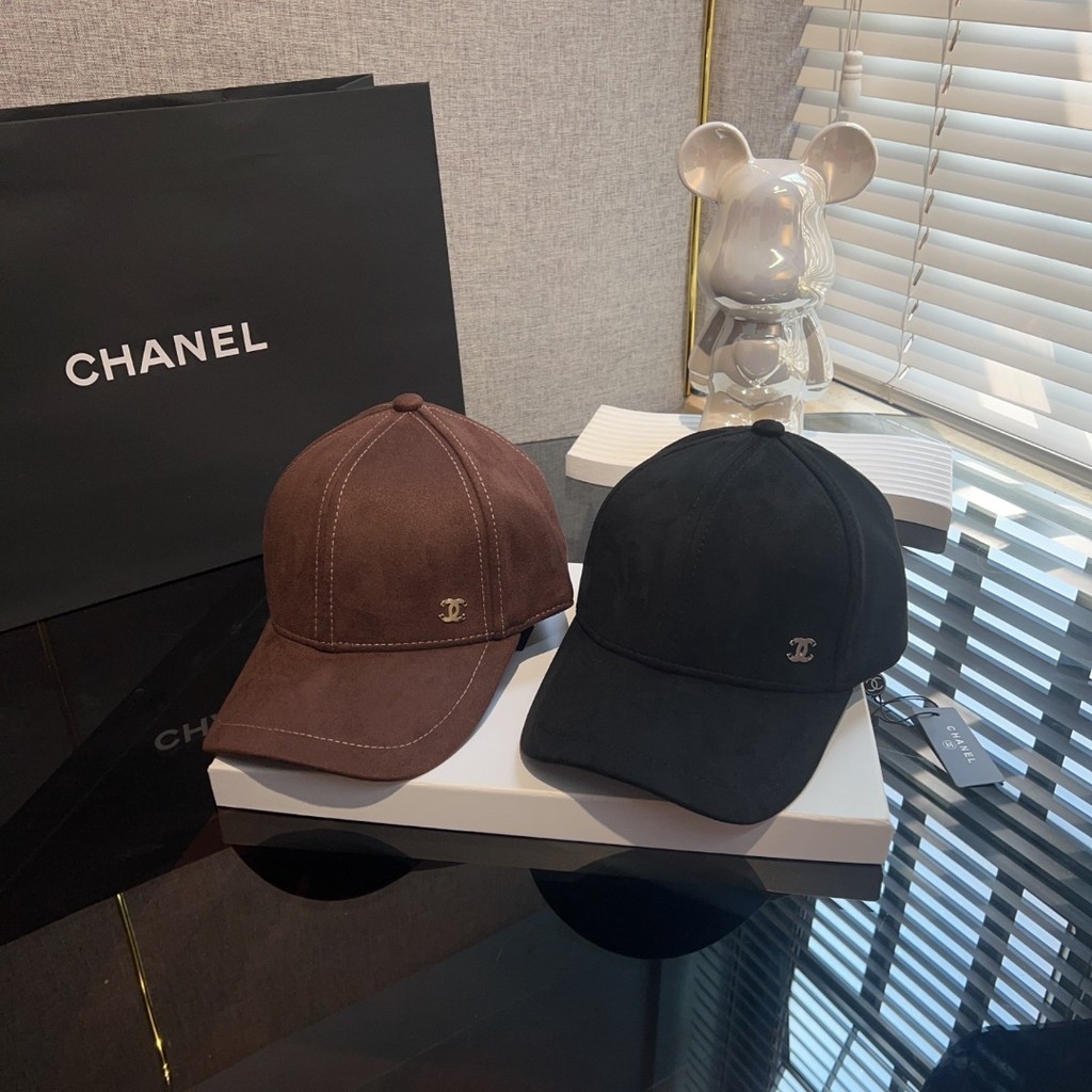 CHANEL Adjustable brown suede baseball cap | Shopee Philippines