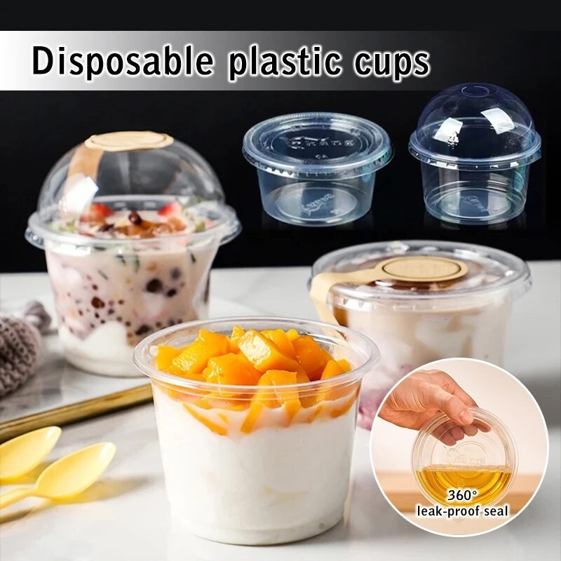 100Pcs 150ml 250ml 300ml Pudding Cups Ice-Cream Dessert Disposable ...