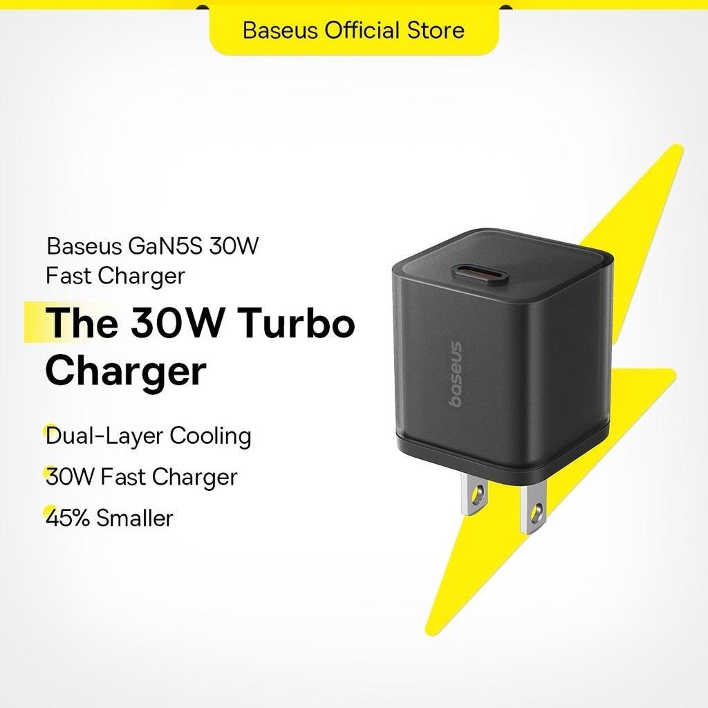 Baseus GaN5S Gallium Nitride Fast Charger 1C 30W US For Phone Laptop ...