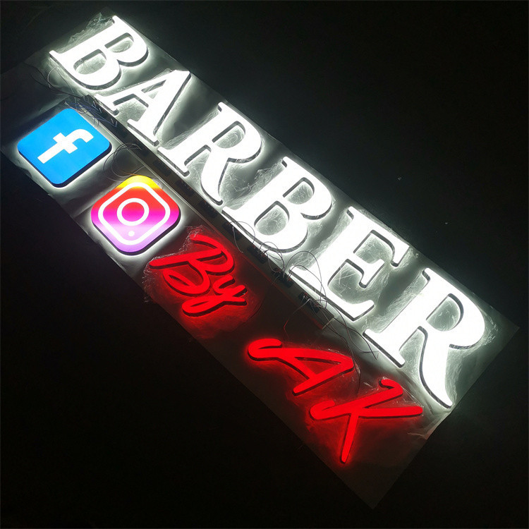 Custom MINI Acrylic Barber Sign 3D Led Business Shop Letters Outdoor ...