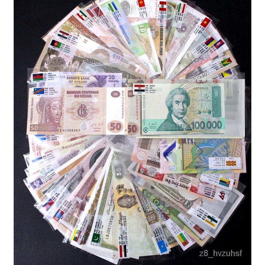100 Pcs Different 50 Countries World Banknotes With Clear Currency ...
