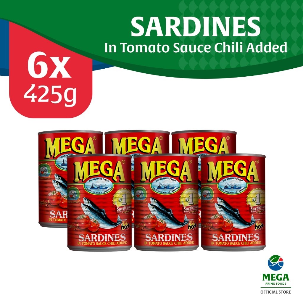 Mega Sardines In Tomato Sauce W Chili Added 425g By 6 S Shopee Philippines