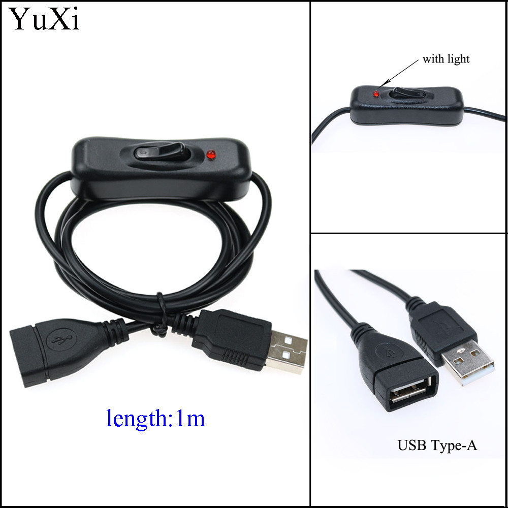 YuXi USB 2.0 Cable A Male to A Female Switch ON OFF Cable Toggle LED ...