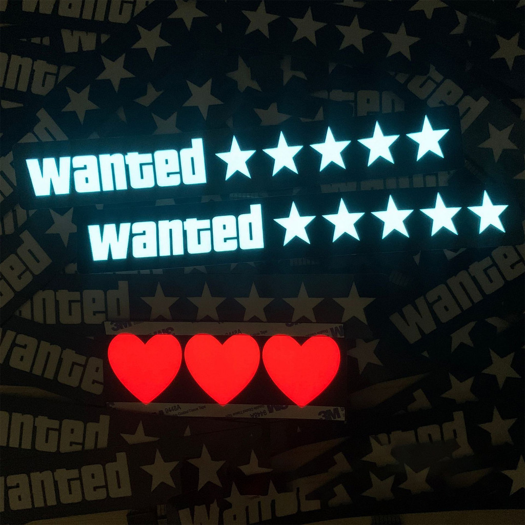 5 Stars Wanted Led Light-Emitting Window Sticker Windshield Sticker Jdm ...