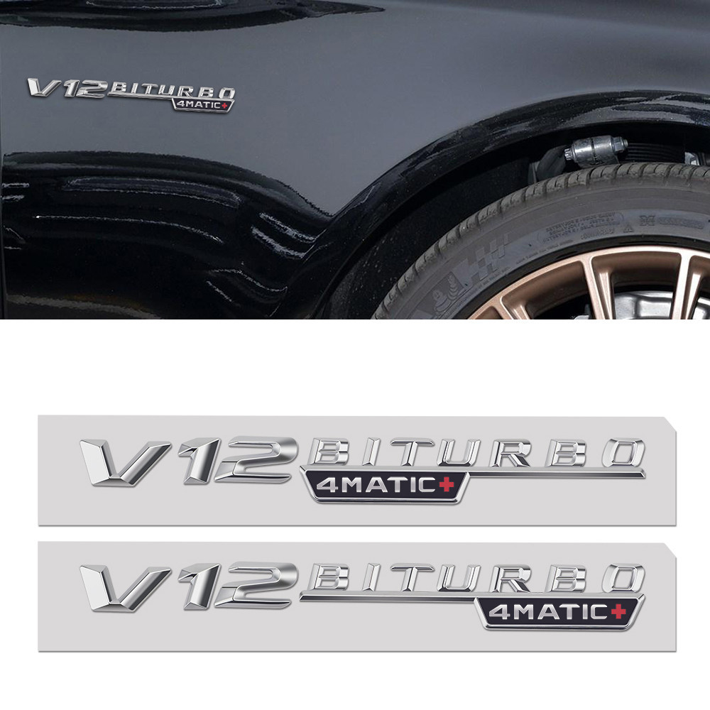 V12 BITURBO 4MATIC Letter Chrome Logo Decal Car Door Side Fender ...