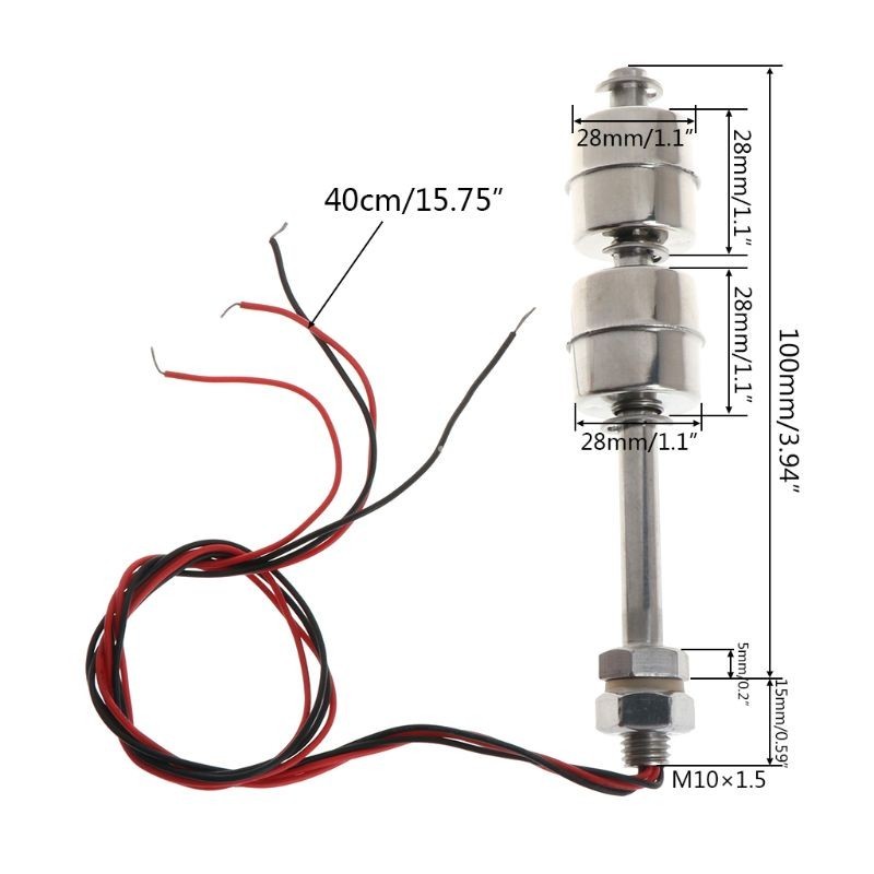 220V 10W 100mm Stainless Steel Float Switch Auto Tank Liquid Water ...