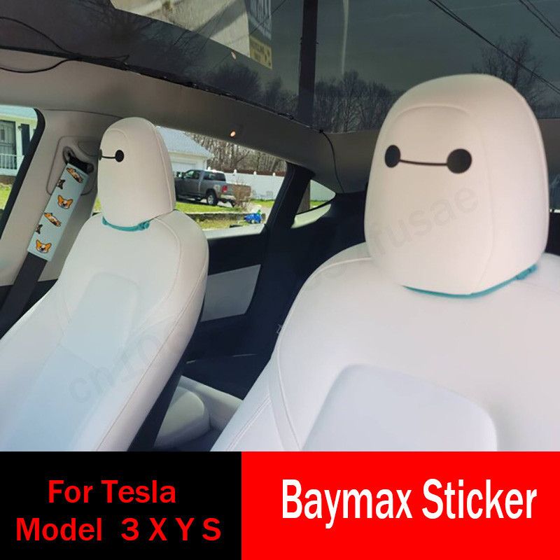 ♥Big Eyes Decal Baymax Sticker for Tesla Model 3 Hihgland Y S X Seat ...