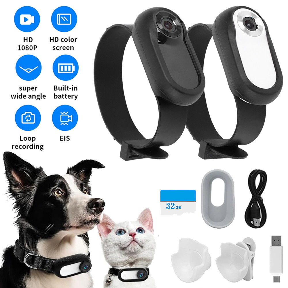 ♡HD 1080P Wireless Collar Camera No WiFi Needed Dog Cat Pet Camera ...