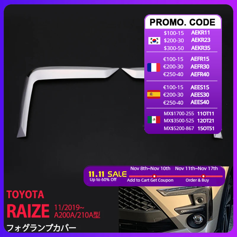 2PCS Car Stickers for Toyota Raize A200A/210A SUS304 Stainless Steel ...