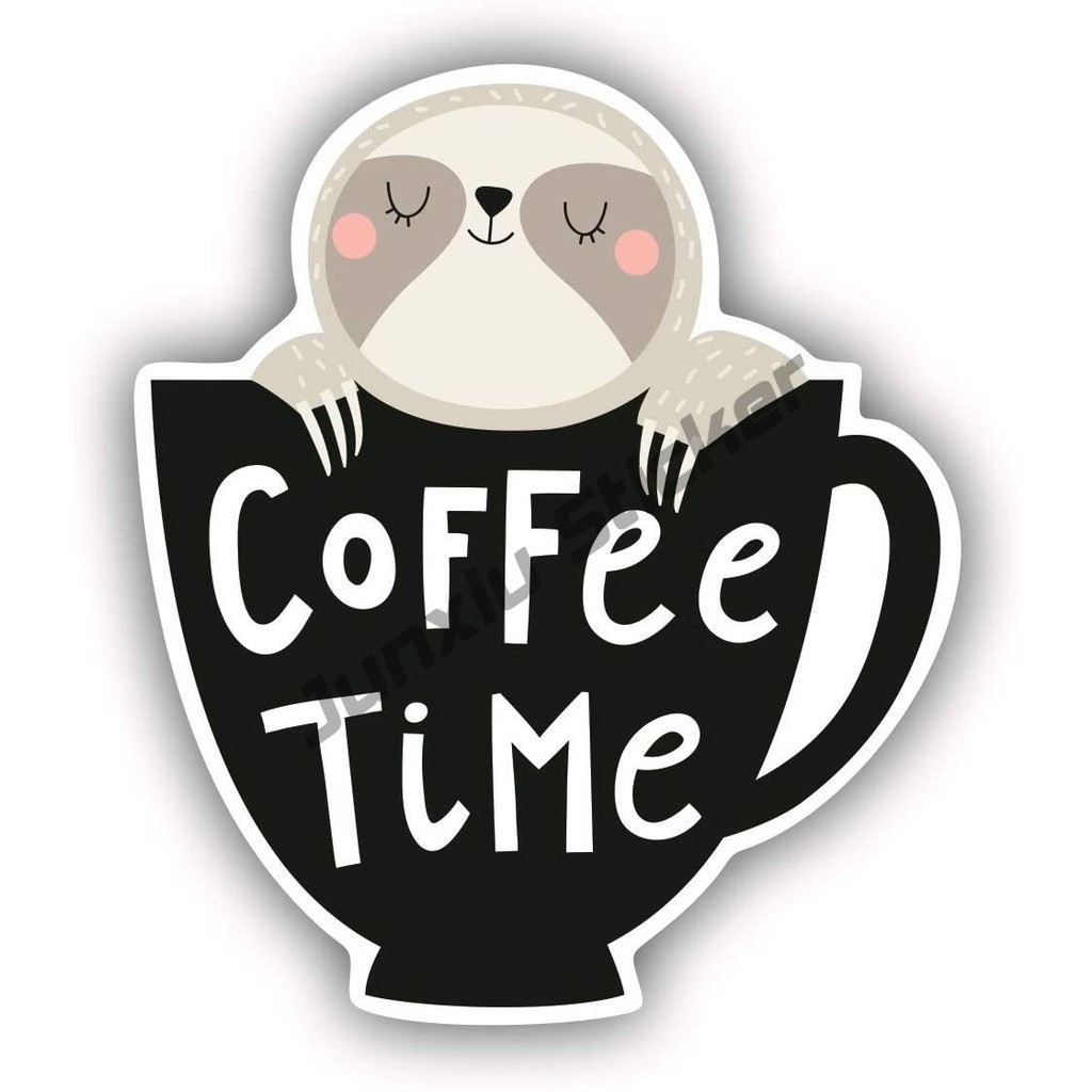 Cute Sloth Stickers Meditating Decal Time Funny Coffee Sticker for ...