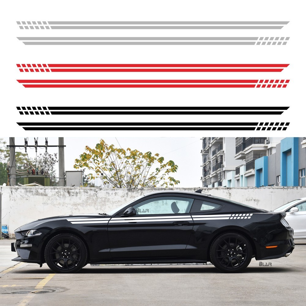 2PCS Fashion Racing Stripe Car Sticker for mustang GT kia RIO K3 DIY ...