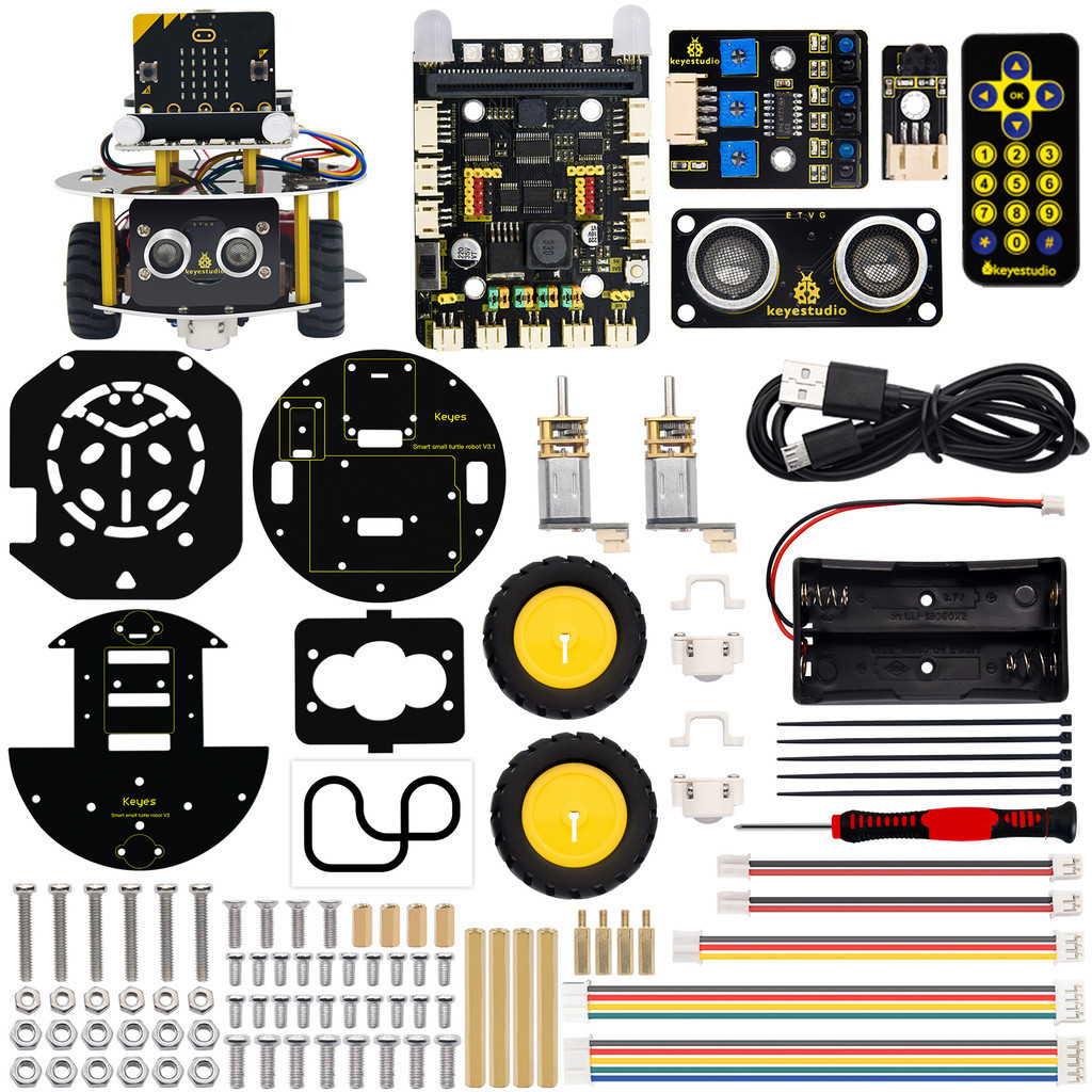 Keyestudio Micro:Bit V2 Robot Smart Turtle Car for STEM MicroBit Robot ...