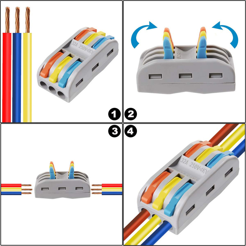 Push-In Mini Wire Connectors, 222 Terminal Block, Conductor, 2 and 3 ...