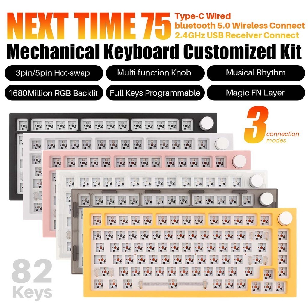 ☀NEXT TIME 75 NT75 75% Mechanical Keyboard Kit Hot-swappable RGB ...
