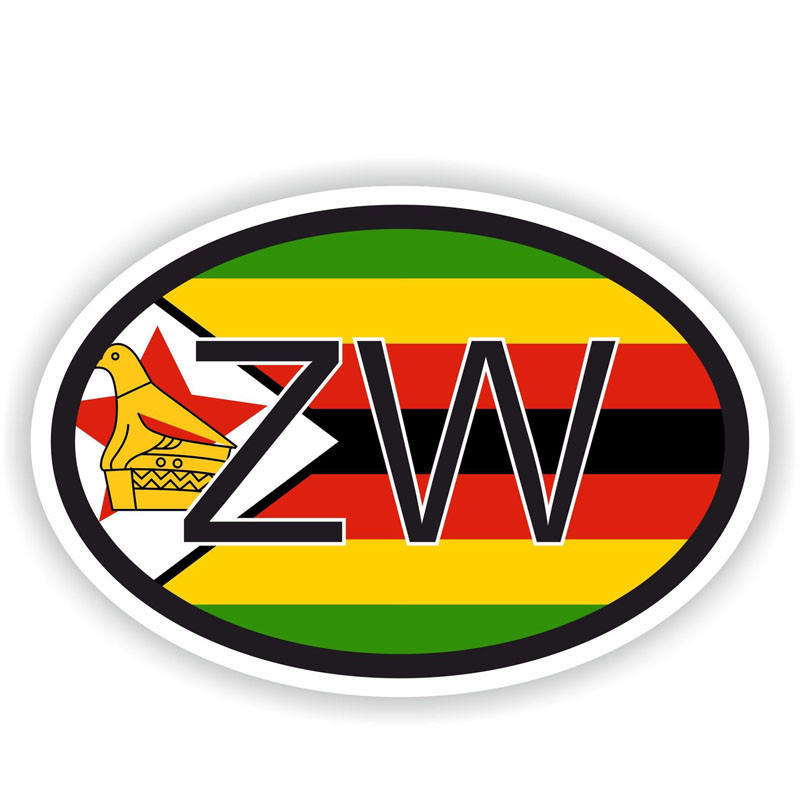 Jpct Zimbabwe ZW flag country code decal for automobile, window, trunk ...