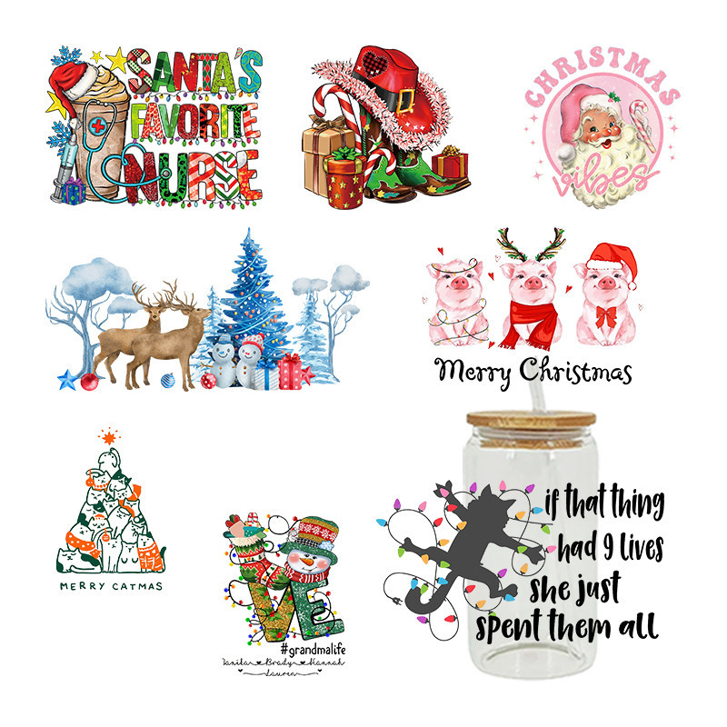 UV DTF Transfer Sticker Christmas Theme For The 16oz Libbey Glasses ...