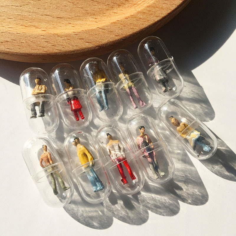 Mini Human Sculpture with Transparent Capsule Doll Mannequin Colorful ...