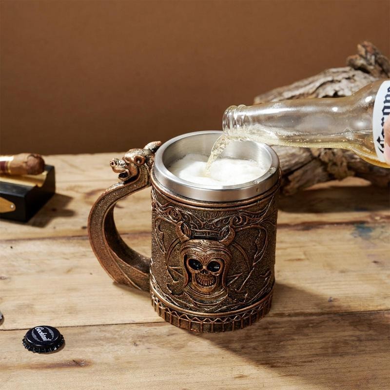 Bullhorn Viking Mug Viking Mug for Men Wooden Whiskey Beer Tumbler ...