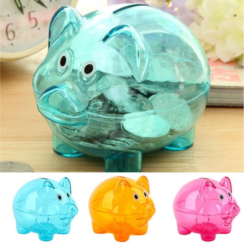 Pig Coin Bank Cute Transparent Coin Money Savings Bank for Kids Pig ...