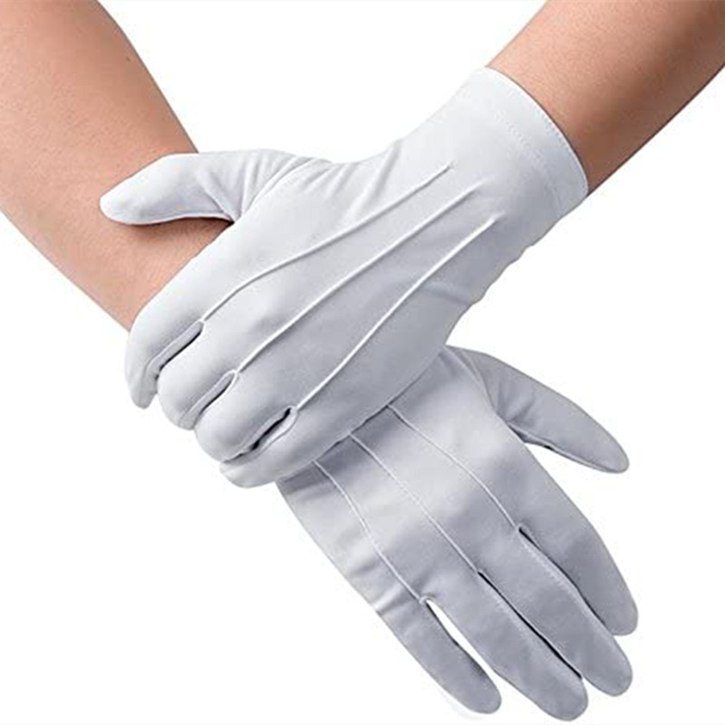 Yolev Mens Cotton Gloves With Snap Cuff Formal Tuxedo Costume Honor Guard Dress Gloves For Tuxedo Jewelry Inspections Wedding