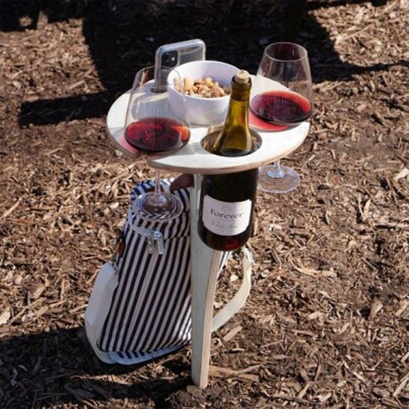 Outdoor Wine Table Foldable Round Desktop Mini Wooden Table Collapsible ...
