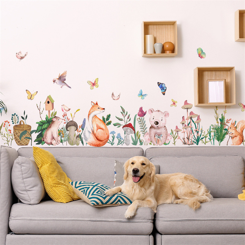 M24 Pink Flamingo Plant Wall Sticker Kids Room Background Home ...