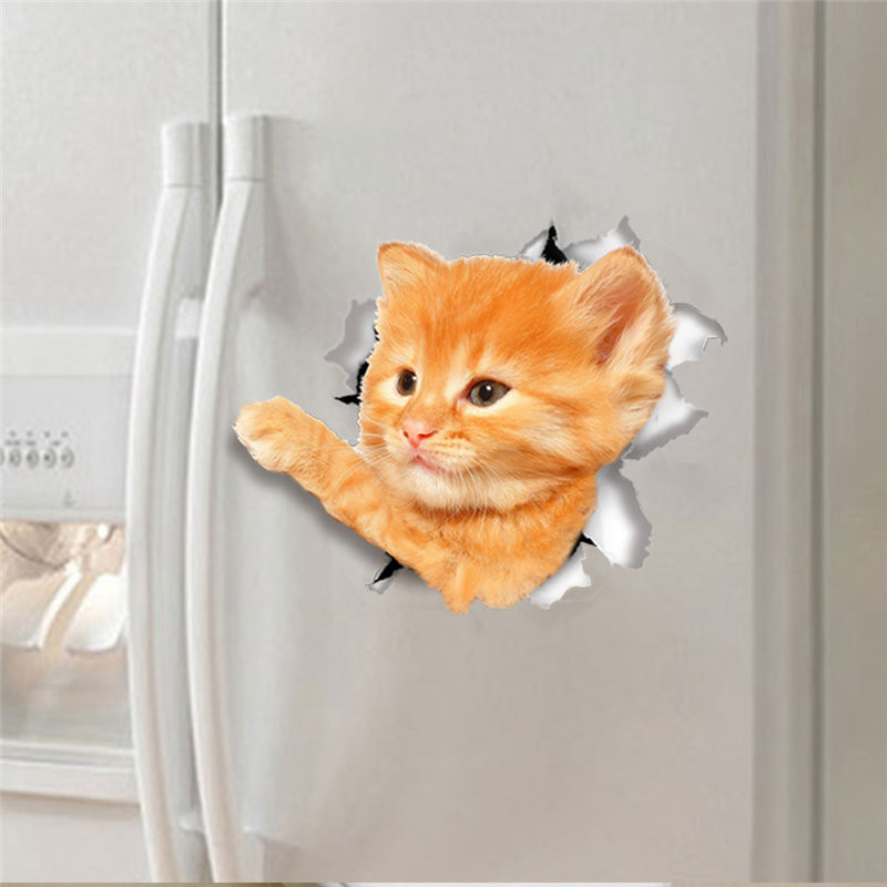Smashed Cat Bathroom Wall Sticker Toilet Seat Decal Washrom Remind ...